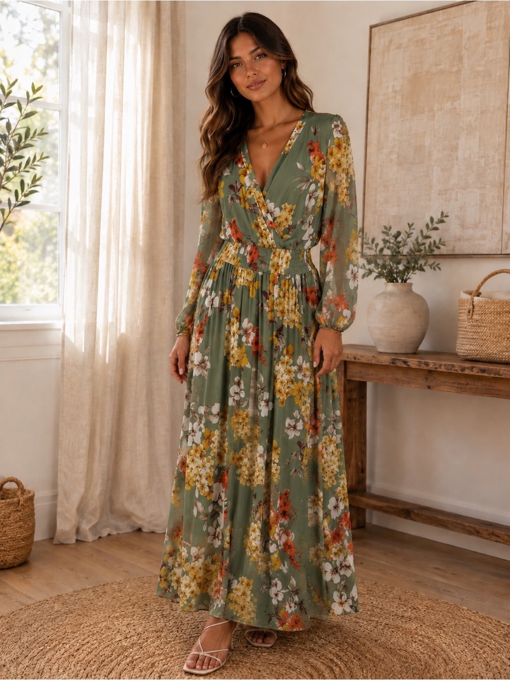 Kate & Lily Floral Sage Green Maxi Dress Size 14W
